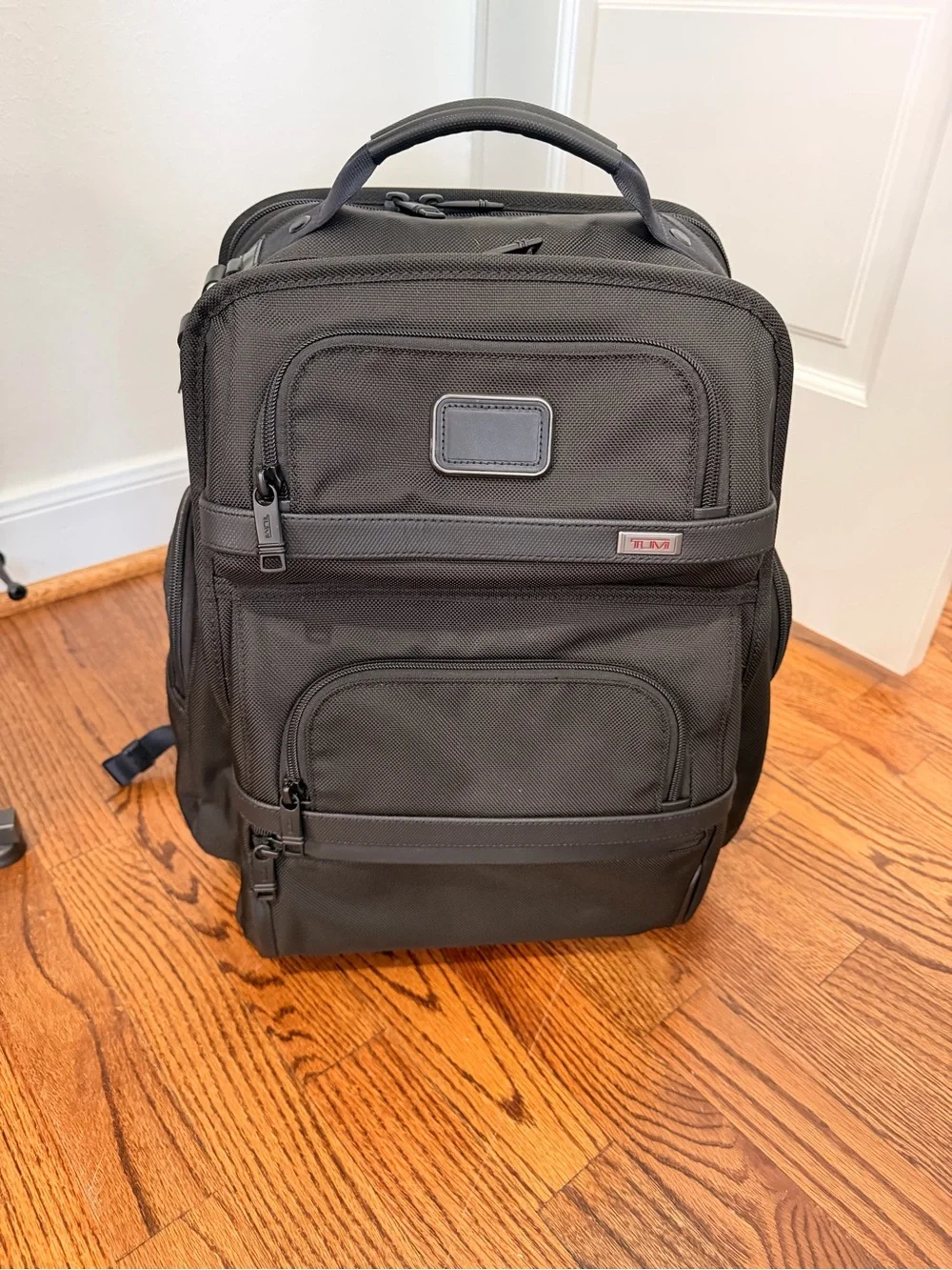 Tumi Black Structured Travel Backpack with Front Organizer Pockets